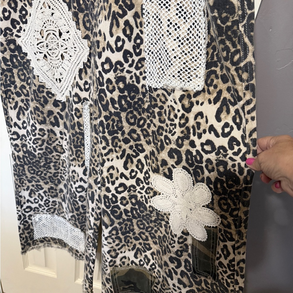 POL Leopard Print Patchwork Overalls - image 4